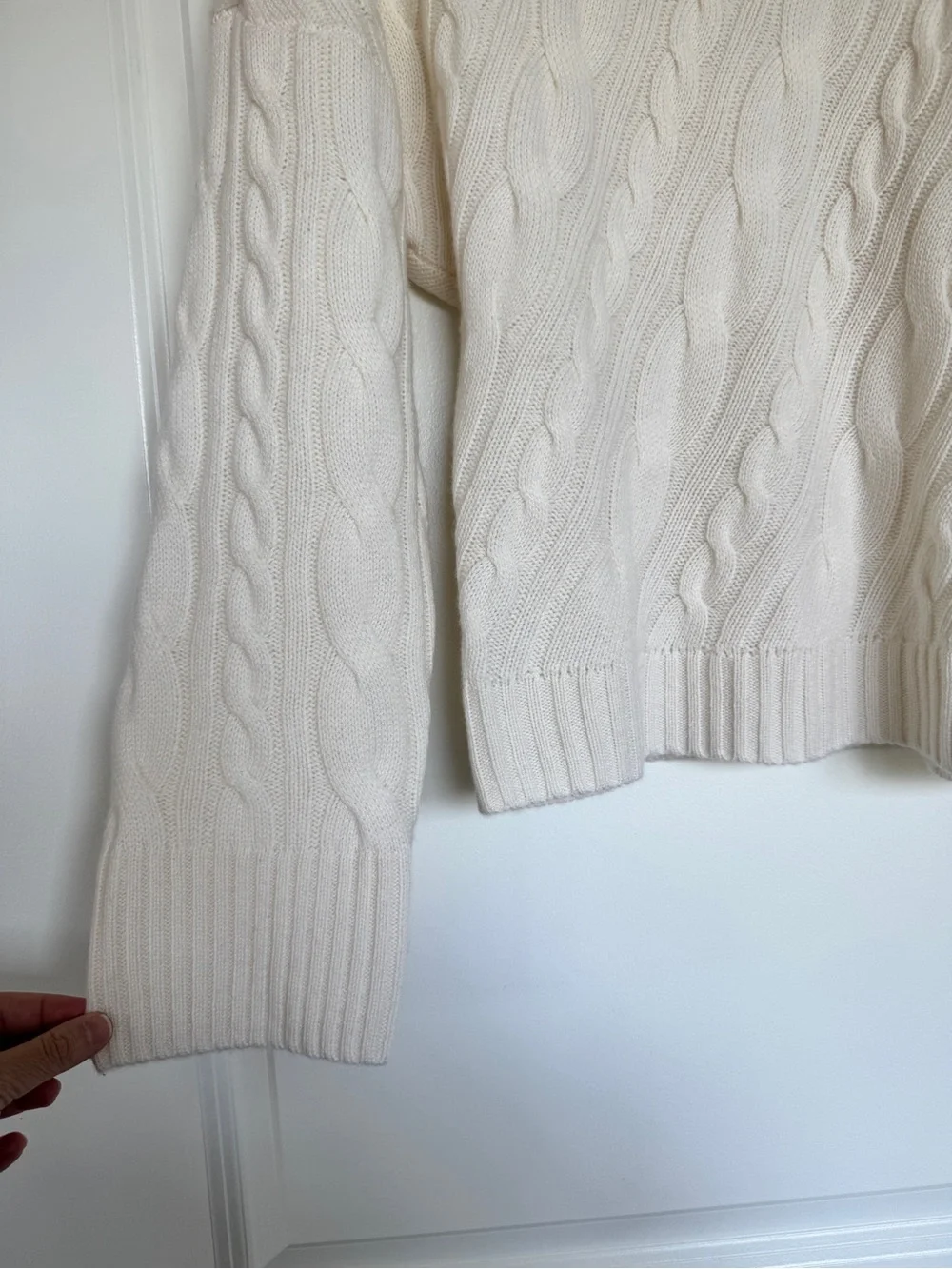 NWT J. CREW Spring Street 100% cashmere twisted cable-knit sweater ivory M